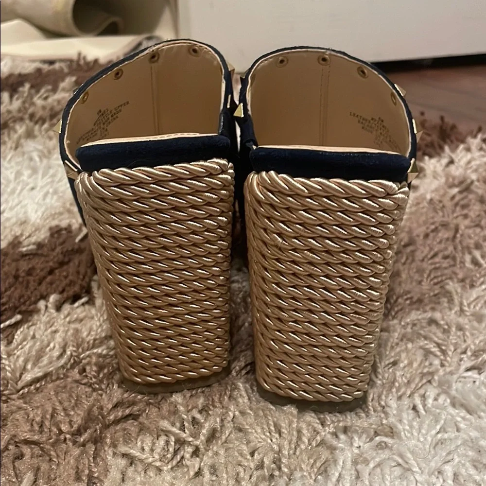 Marc Fisher Blue and Gold Studded Mules - Picture 4 of 5